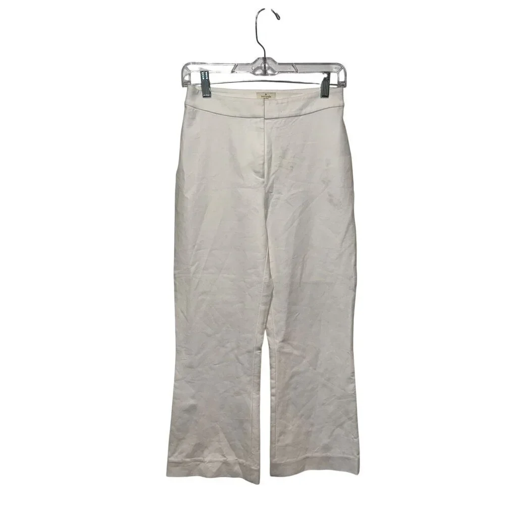 Kate Spade High Waist Straight Leg Womens White Cotton Pants Size 0